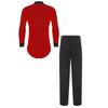 Mens Latin Dance Outfit V Neck Long Sleeve Rhinestone Bodysuit Satiny High Waist Straight Long Pants