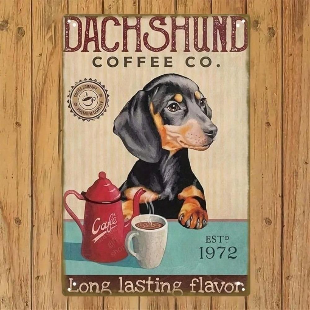 Metall Wandposter Dackel Retro Vinyl Geschenk für Bar Café Home Office