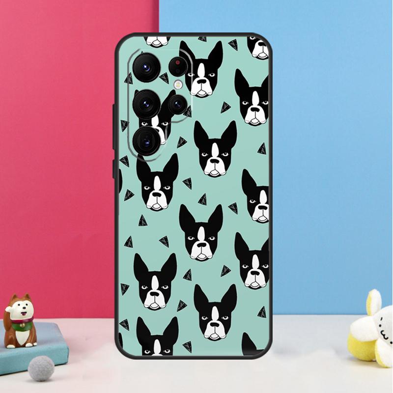 Boston Terrier Hunde Hülle Für Samsung Galaxy S24 Ultra S20 S21 S22 S23 S25 Plus S9 S10 S25 FE Rückabdeckung Schale