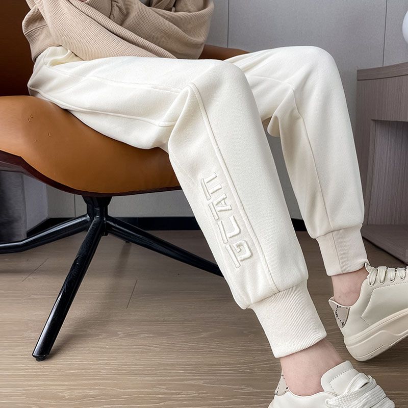 

Большой размер Большой размер Женские повседневные брюки Весна, Осень и Зима Женские Вышивка 2025 Новое поступление Брюки галифе на резинке внизу Брюки-треки с флисовой подкладкой Creamy-white regular not Fleece-lined 3XL