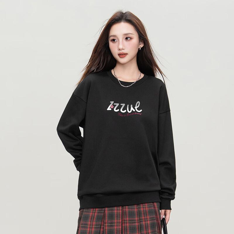 Izzue Women's Letter Print Crew Neck Sweatshirt
