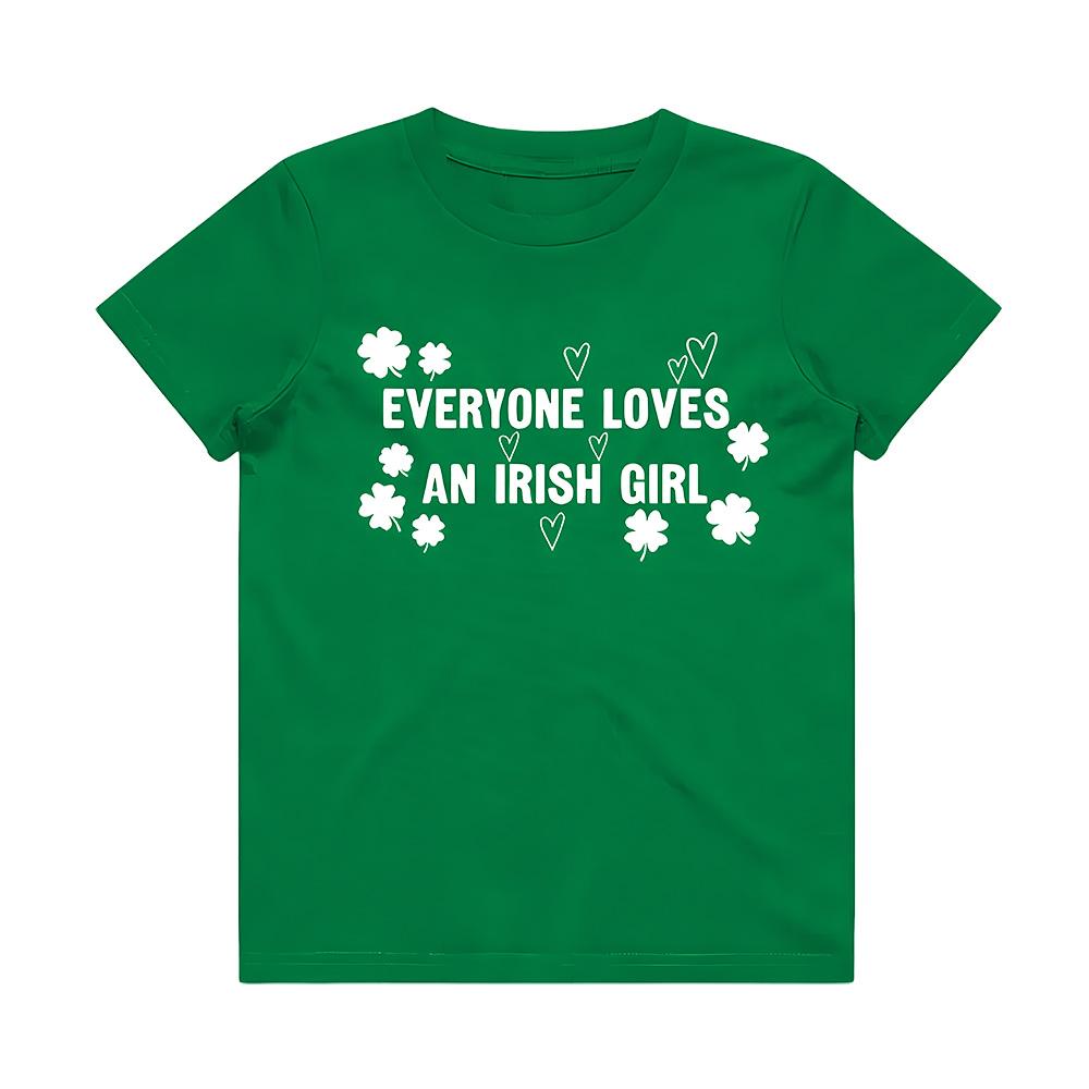 

Everyone Loves An Irish Girl Tee St Patricks Day Tees St Paddys Day Unisex Comfortable Cotton Clothing Short Sleeve Tops XXL
