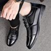 2025 Men's Casual British Style Leather Office Shoes - Spring Formal, Soft Low-Top Lace-Up