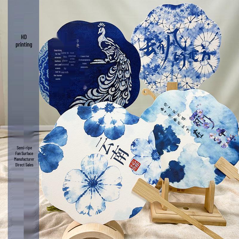 Ancient Style DIY Tie-Dye Cultural Fan - Hand-Crank Yunnan Souvenir.