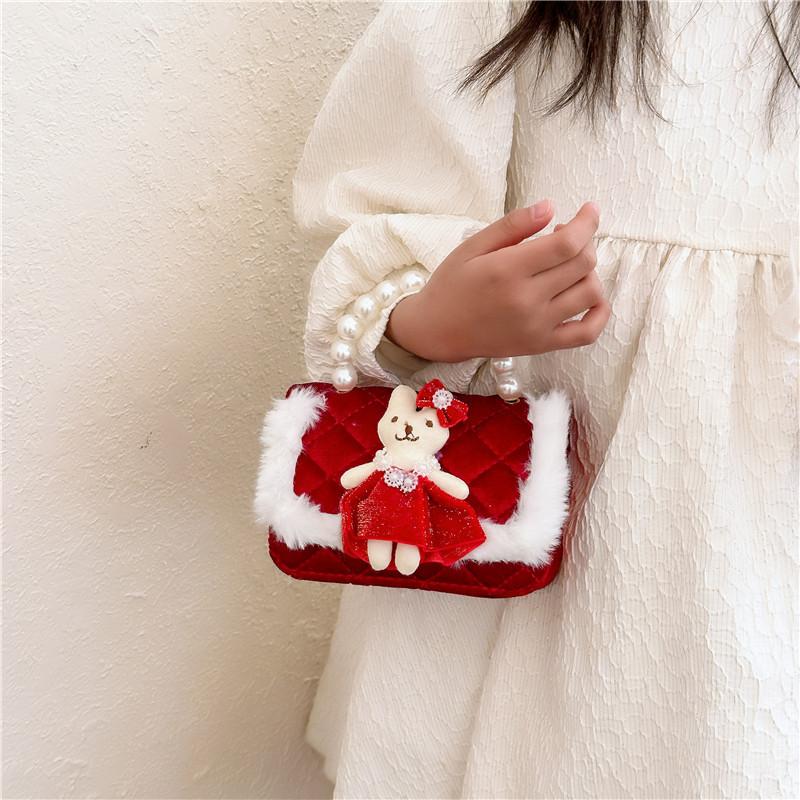 Eyecatching Kids Crossbody Bag Bright Red Pearl Princess Bag With Durable Antitheft Features
