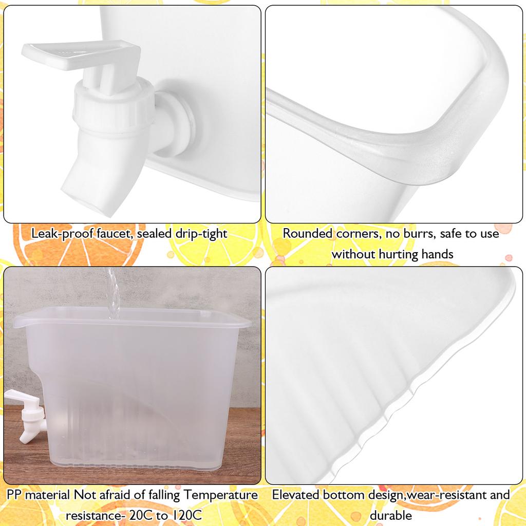 2Pcs Plastic Water Dispensers Fridge Liquid Dispenser Drink Dispenser With Tap Iced Beverage Dispensers For Milk Ice Water Cockt