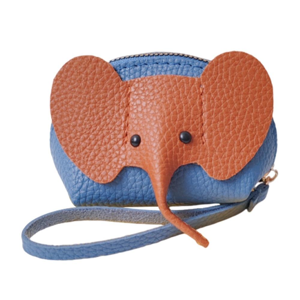 

Cute Style PU Leather Elephant Bag Multifunctional Creative Design Coin Purse Key Ring Mini Size Card Bag Daily Storage