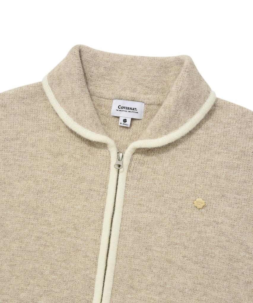 Covernat Woman Fluffy Zip-Up Cardigan Oatmeal