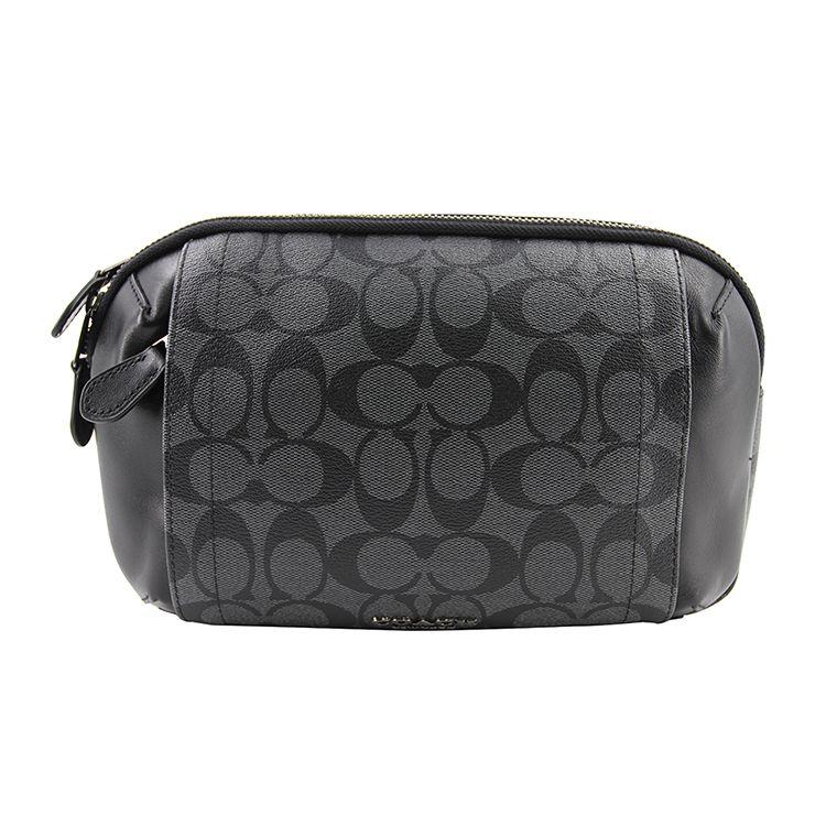 

Coach Graham 28 Classic Monogram Canvas Leather Waist Bag Large Men waist bag Gray Black 38749-QBAF4 Basic Set (Bag+Dust Bag)