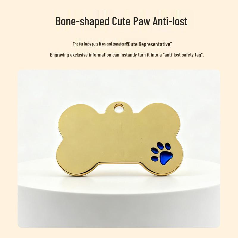 Zinc Alloy Pet ID Tag: Engravable Bone-Shaped Nameplate for Dogs & Cats