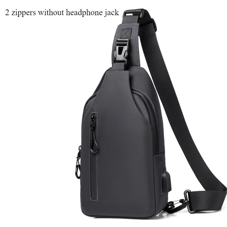 Men Bag Fashion Solid Color Men Chest Bag Outdoor Casual Fashion One Shoulder Crossbody Bag Nylon USB Charging Shoulder Bags
