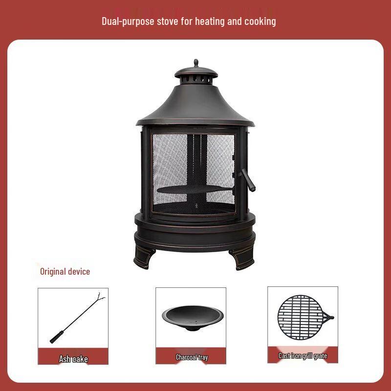 Retro Outdoor Fire Pit & BBQ Grill