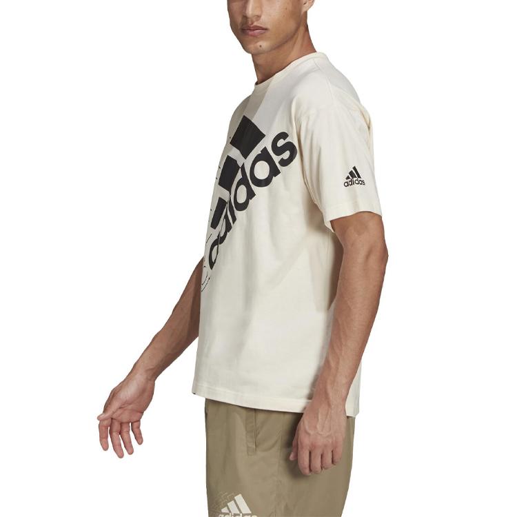 Adidas Logo Print Short Sleeve T-Shirt Unisex Tops Yellow White H14667