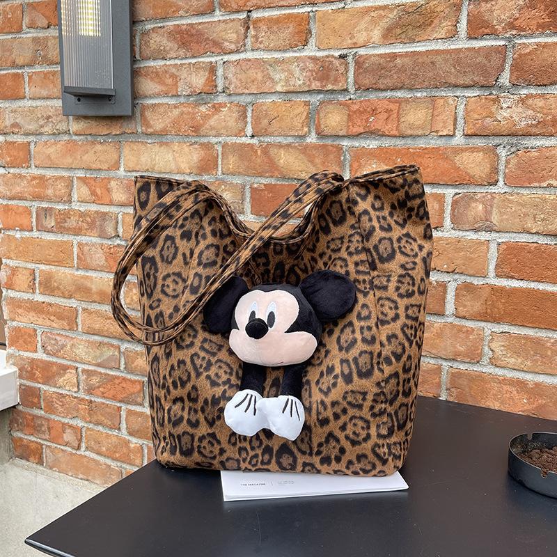 

Autumn and Winter Large Capacity Suede Bag, New Popular Leopard Print Shoulder Bag, Casual Commuting Tote Bag цветной печати леопарда