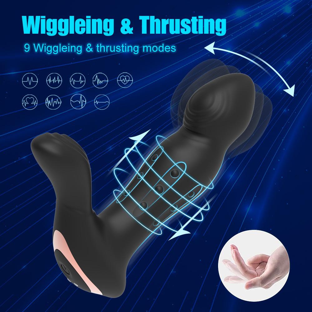 Male Thrusting Prostate Massager Rotating Anal Vibrator Butt Plug Testicle Stimulator Delay Ejaculation Ring Sex Toys For Men