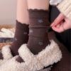 Female Winter  Thickened Warm Love Stripe Broken Flowers in The Tube Pile Socks