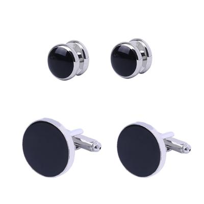 Simple French Metal Oil Drop Cufflinks Pure Black Round Enamel Cufflinks New Men's Alloy Shirt Buckles