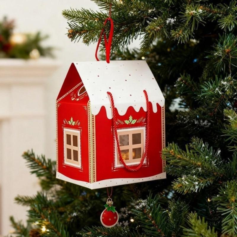 Handcrafted Paper Holiday House Christmas Decoration for Parties Offices Celebration Elegant Cottage Gift Box