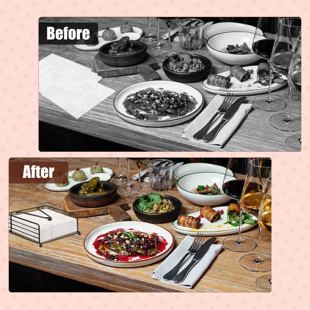 2Pcs New Flat Napkin Holder Metal Rustic Kitchen Napkin Holder Square Paper Dispensers with Adjustable Arm for Countertop Table