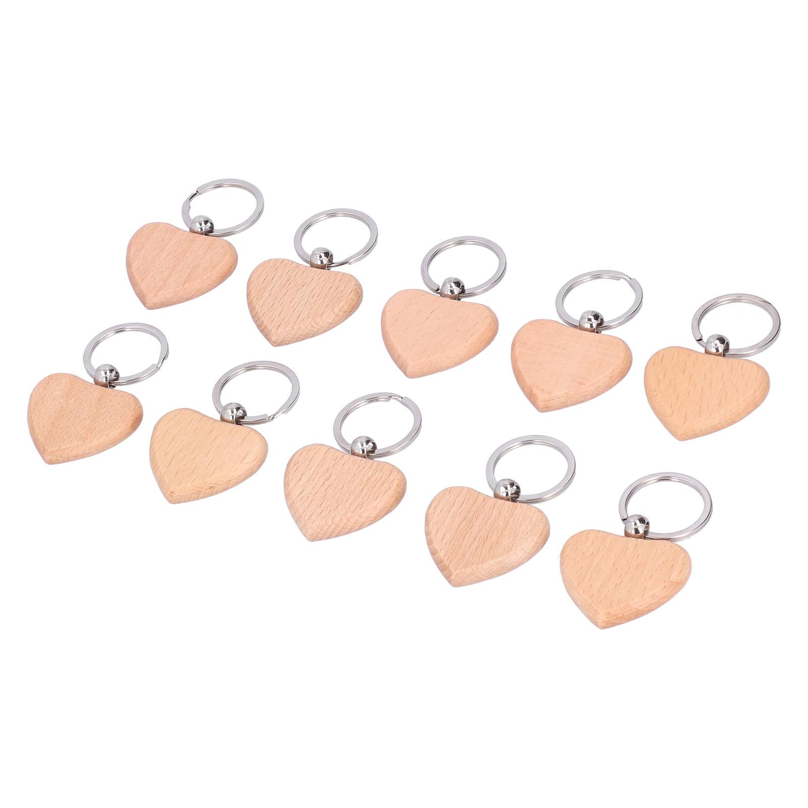 

10 шт. Деревянный брелок Легкий Писать Гравировать Легко Стильный В форме сердца Пустой Деревянный брелок для DIY подарка