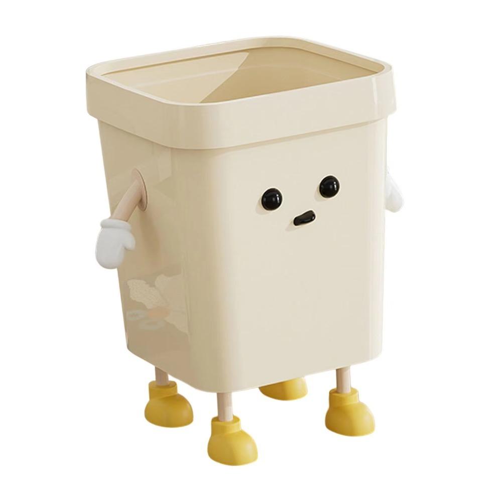 Storage Bin Trash Can Food Waste Plastic Wastebasket Lightweight Square Garbage Can  Kitchen