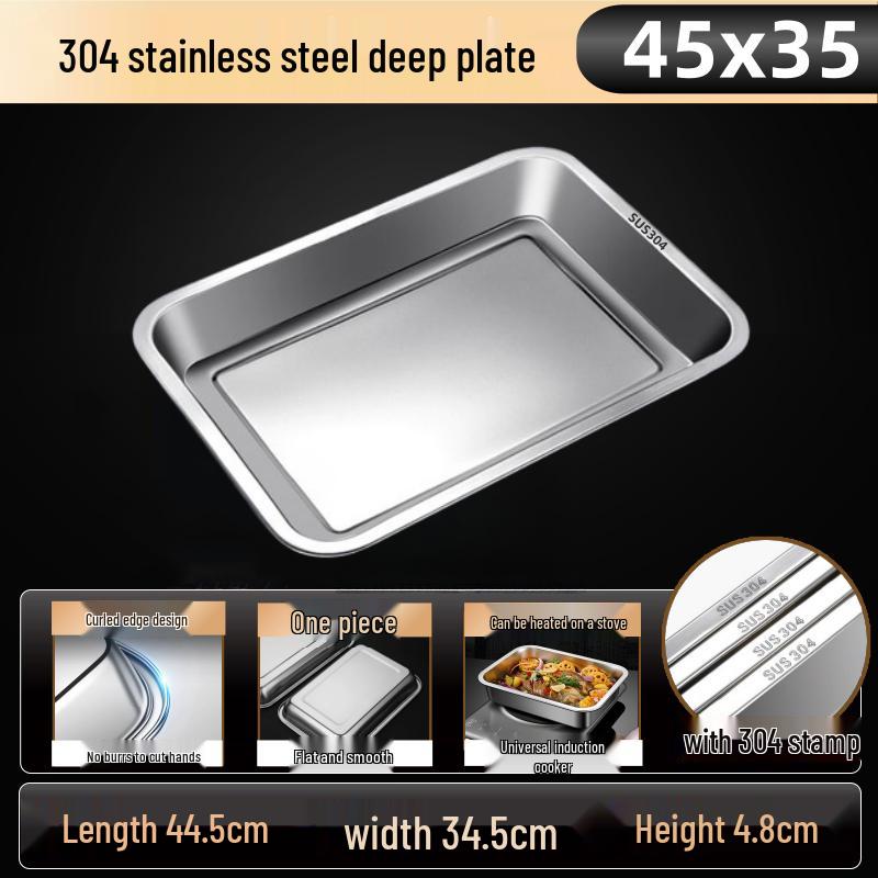 304 Stainless Steel Rectangular Food Tray