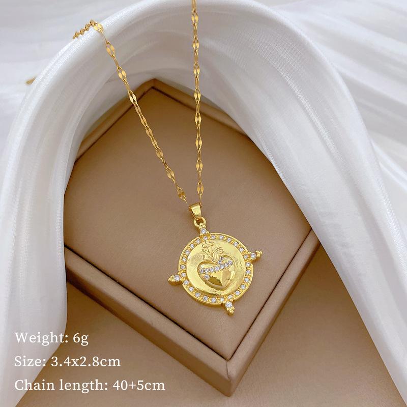 

Ring Apple Flower Light Luxury Temperament Gorgeous Full Diamond Necklace Female Versatile Collarbone Chain Titanium Steel Chain