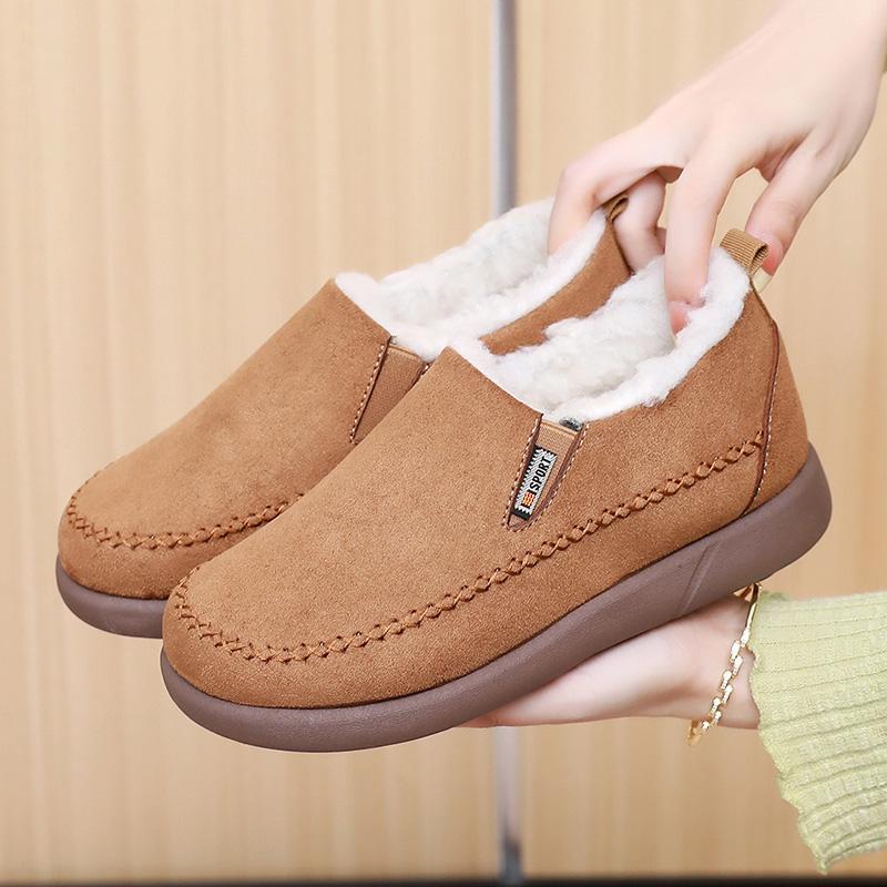 Winter New Women's Cotton Shoes with Fleece Insulation Durable and Skid-resistant Slip-on Shoes Free Women's Shoes