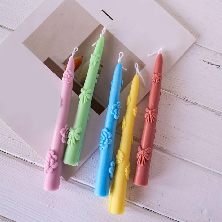 Flower Candle Mould Handmade Bows Silicone Molds Soap Molds Ornament Molds Castings Molds Long Rod Molds Craft Supplies