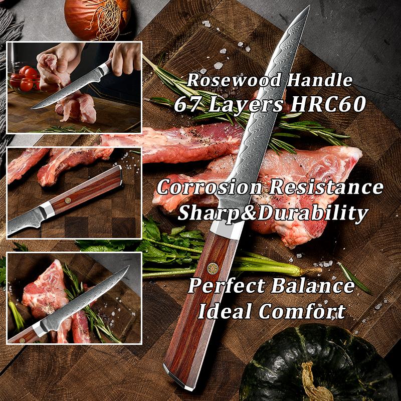 5.5 Inch Japanese Boning Knife Damascus Stainless Steel Kitchen Knife Cooking Tools Fish Filleting Cooking Tools GRANDSHARP