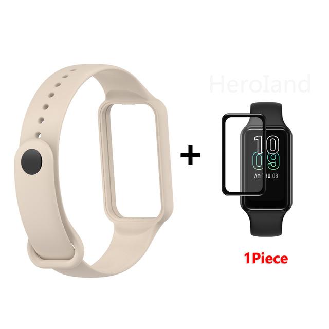 Fashion Silicone WatchStrap For Huami Amazfit Band 7 SmartWatch Band Bracelet Wristband For Amazfit band7 Strap Buckle +film