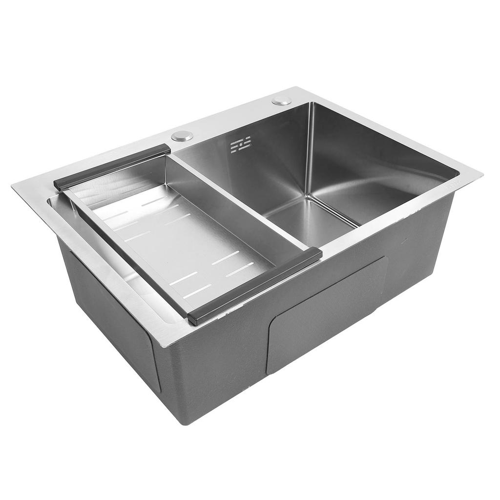Kitchen Sink 304 Stainless Steel Top Mount Handmade Single Bowl Basin with Accessories for