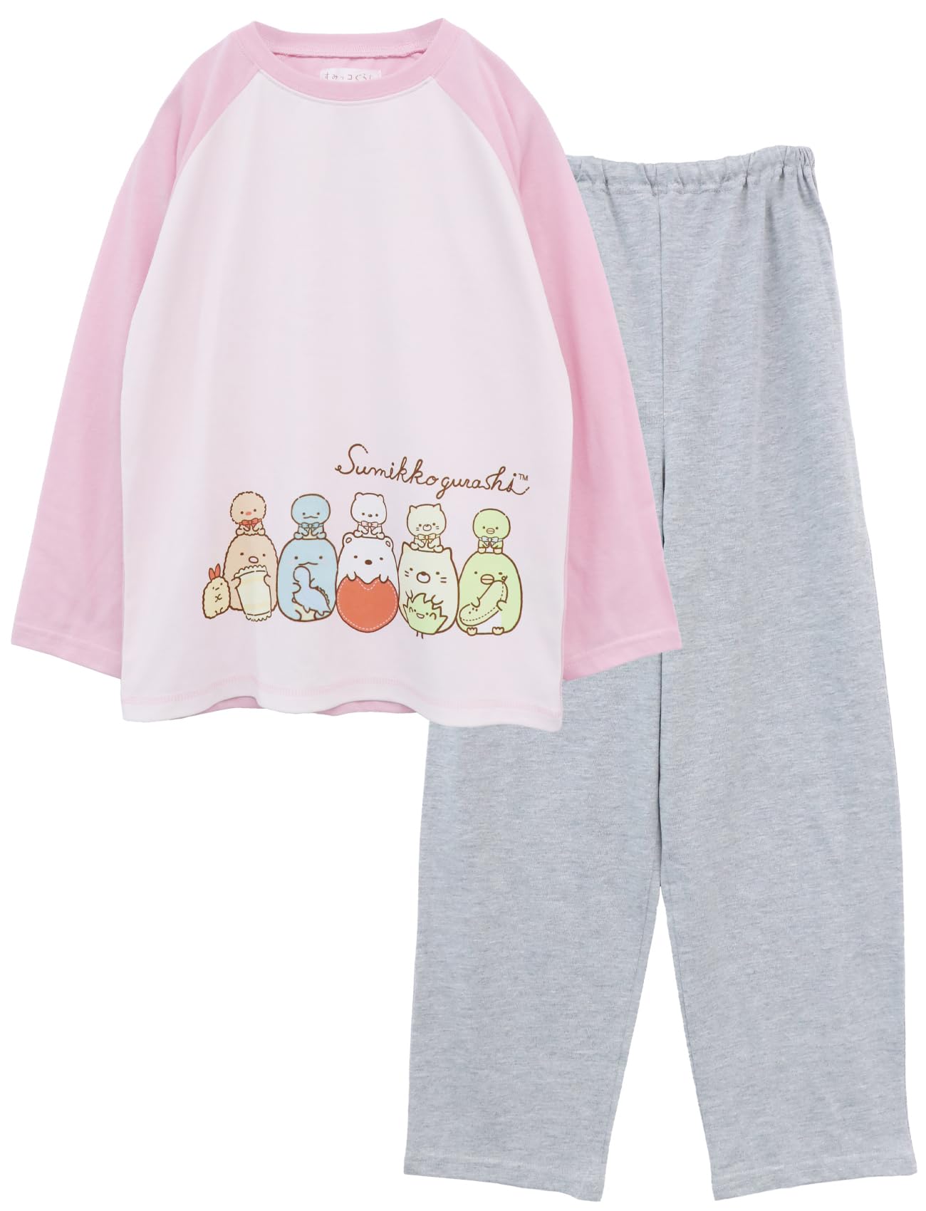 

Kaituck Family Sumikkogurashi Kids Pajamas, Long Sleeve, Raglan Sleeves, Spring/Autumn, Pink/Green, 130cm, 140cm, 150cm (140cm, Pink)