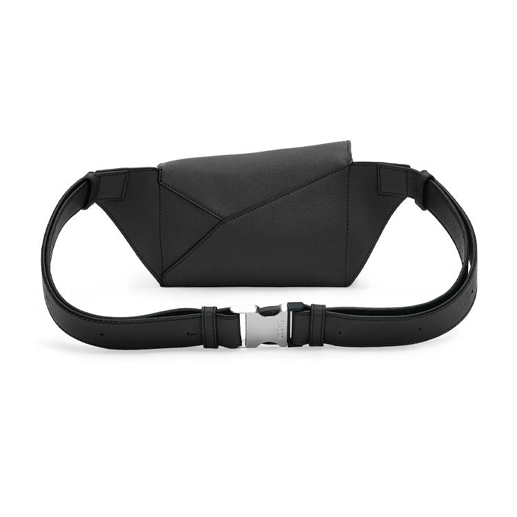 Loewe Puzzle 24 Adjustable Shoulder Strap Zipper Closure Leather Waist Bag Mini Men Waist Bag Black B510EB1X03-1100