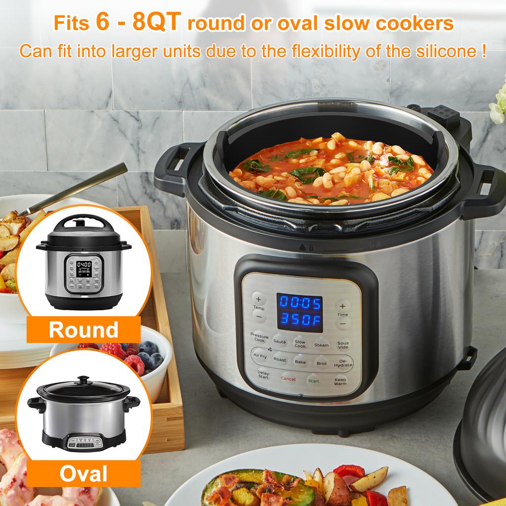 Silicone Slow Cooker Liner for 6-8QT Pot Reusable Slow Cooker Insert Liner Leakproof Heat Resistant Slow Cooker Silicone Insert