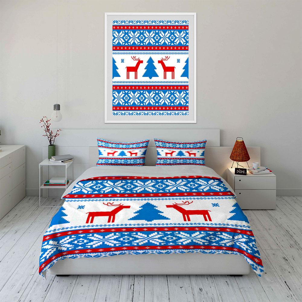 Festive Winter Design Gift Set Kid's and Adults' Bedroom Decor, Exquisite Three-piece Bedding Set Gift
