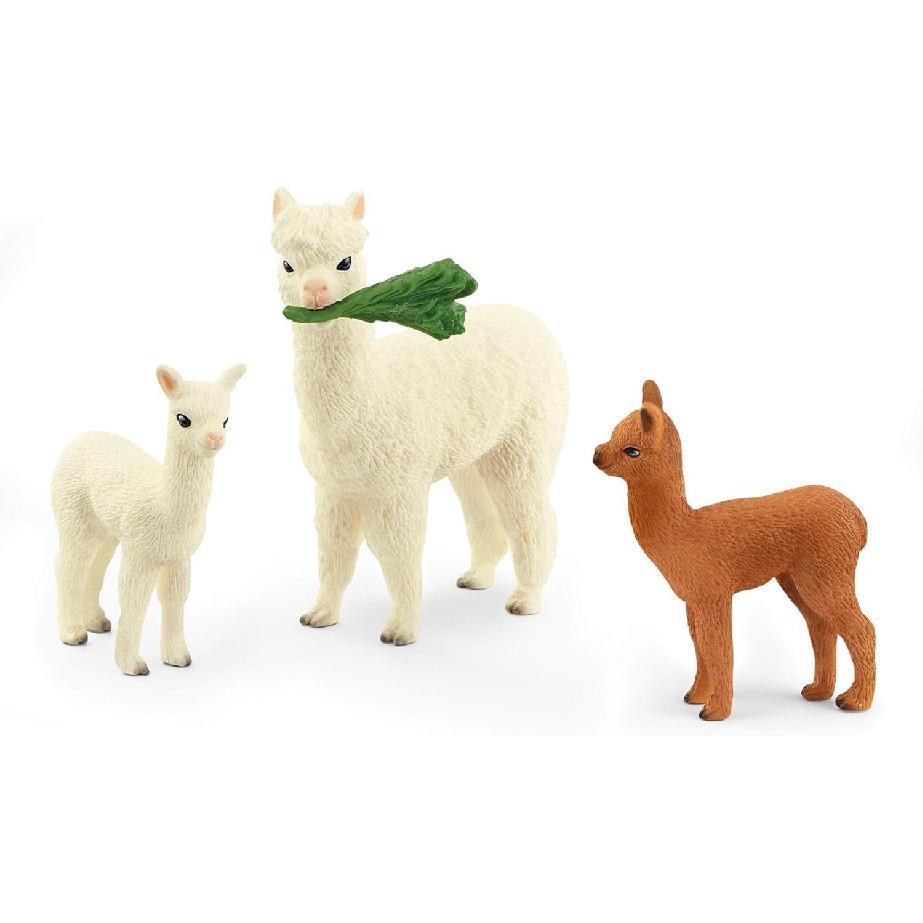 Schleich Farm World 4-Piece Alpaca Playset with Mother and Baby Alpacas - Educational and Durable Farm Animal Playset Figurines, Fun and Imaginative