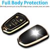 For Cadillac Key Fob Cover with Keychain TPU Protector Suitable for Cadillac Escalade CTS SRX XT5 ATS STS CT6 Key Shell Case Holder (Black)