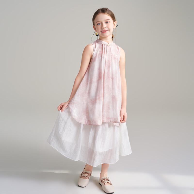 Girls New Chinese Style Tie-Dye Vest Dress 120