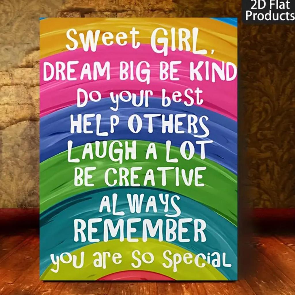 Inspirational English Canvas Art with Pine Wood Frame