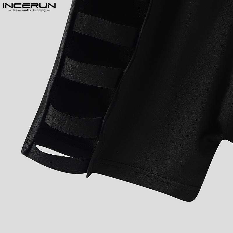 INCERUN Pánské Kombinézy s Krátkým Rukávem, Duté, Bandážované, Přiléhavé, Romper, Body