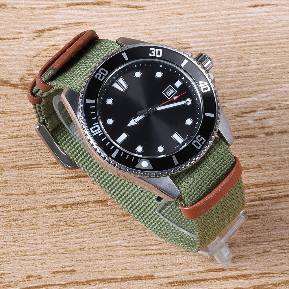 20mm 22mm Woven Nylon Watch Bracelet for Seiko for Rolex Canvas Patch Leather Watch Strap for Omega Replacement Watchband Belts