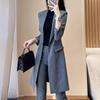 Women's Striped Long Trench Coat & Pant Suit Set
