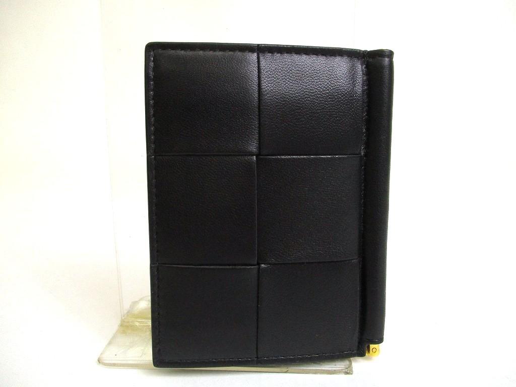 Authentic BOTTEGA VENETA Cassette Black Leather Bifold Bill Wallet #a999 Refurbished