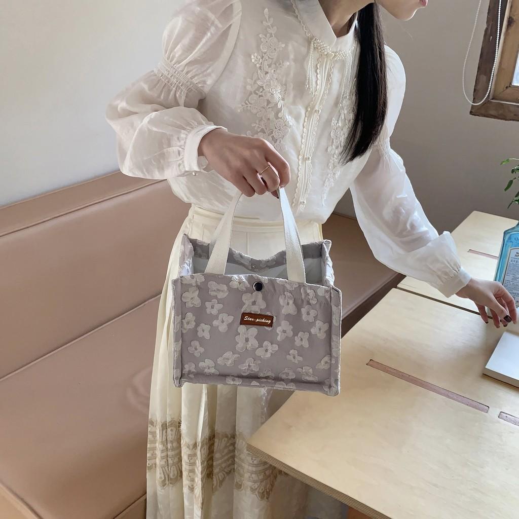 Sac Boîte à Lunch Pique-Nique Isolant Élégant avec Design en Dentelle Pratique à Main pour les Collations