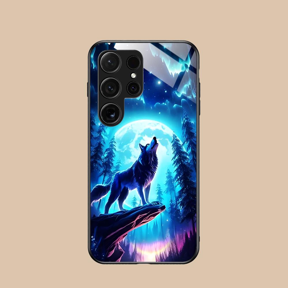 Fashion Wolf Mobile Phone Case for Samsung Galaxy A56 55 54 53 52 51 36 35 34 23 16 15 5G Glass Colorful Cover Smartphone Pretty