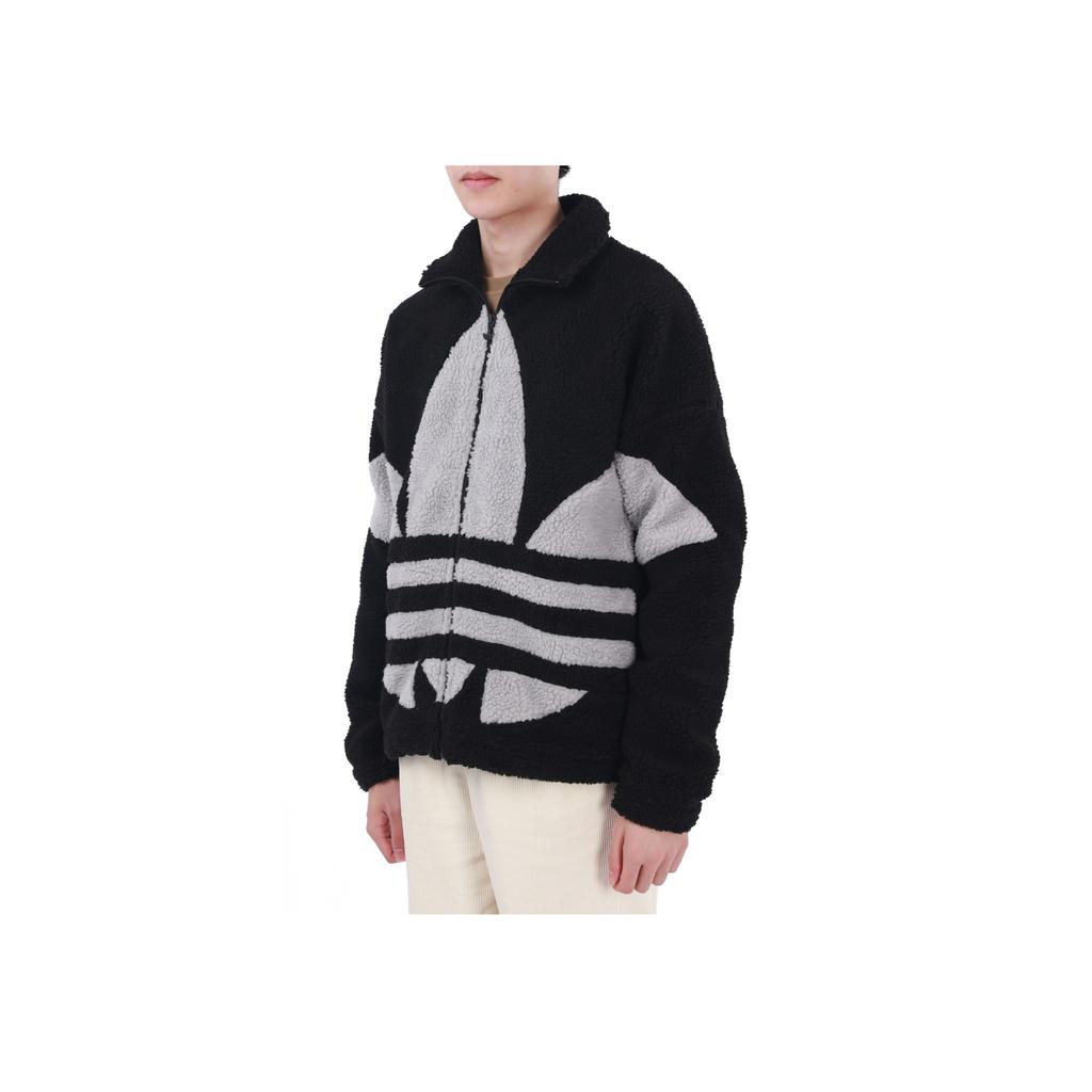Adidas Originals Velvet Stand Collar Sport Thick Jacket With Contrast Logo Unisex Jackets Black HC0325