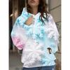 Fashion Women's Hooded Sweater 3D Casual Color Printing Casual Long Sleeve Sweater
