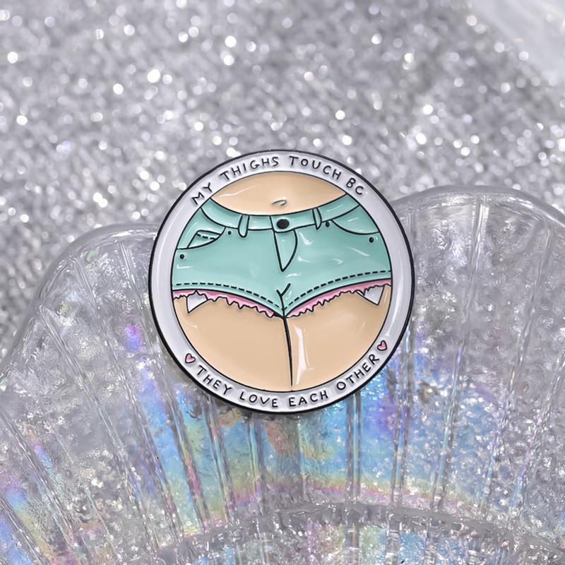 Creative Geometric Letter Brooch For Fashionable Denim Shorts Unique Metal Badge Design