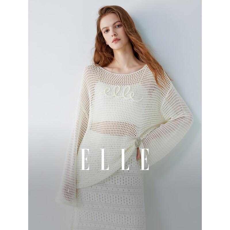 ELLE Women s French-Style Openwork Knit Top S